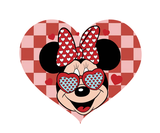 Minnie Mouse Valentine's Day Heart Design - DTF Ready To Press - Heat Press Transfer