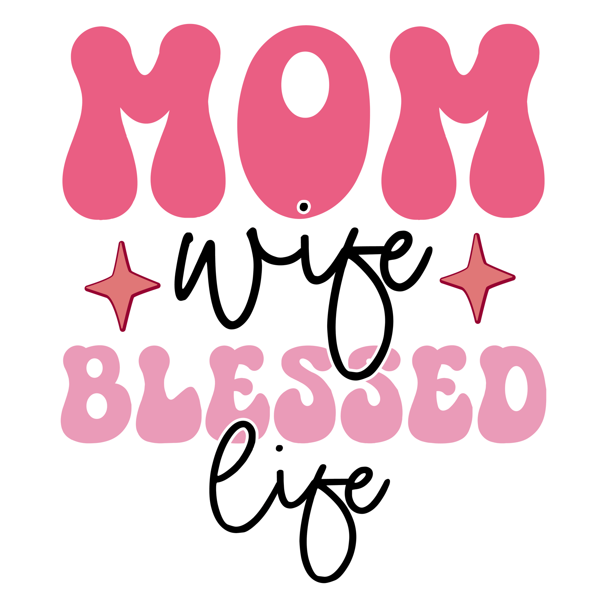 Mom Wife Blessed Life Design - DTF Ready To Press - Heat Press Transfer