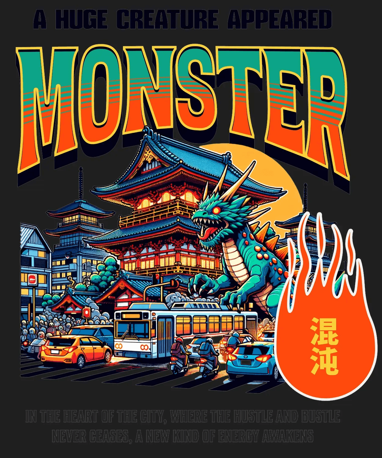 Monster City Dragon - DTF Ready to Press - Heat Press Transfer