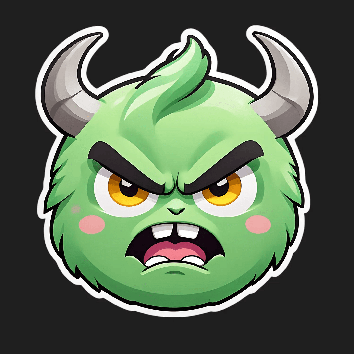 Monster Face Sticker - Cool Green Design - Heat Press Transfer