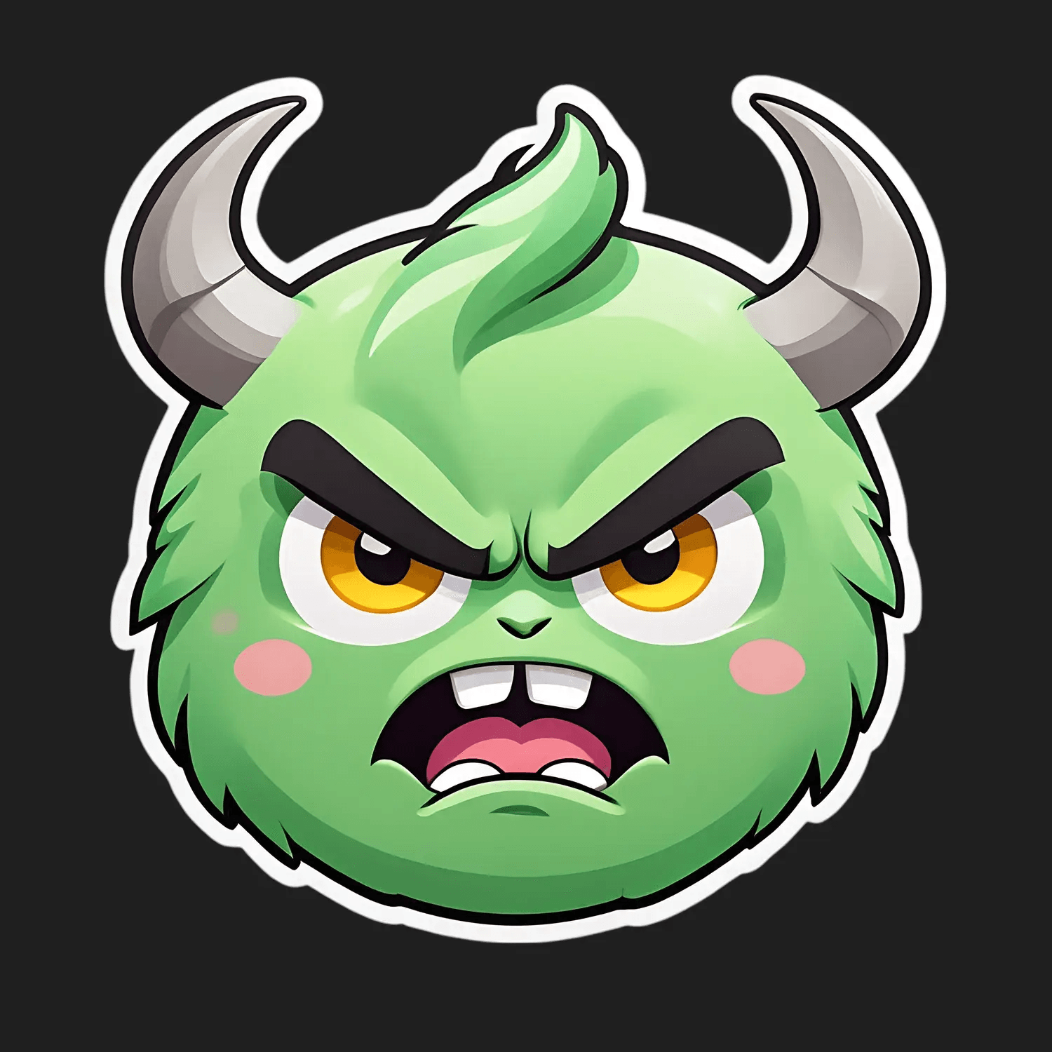 Monster Face Sticker - Cool Green Design - Heat Press Transfer