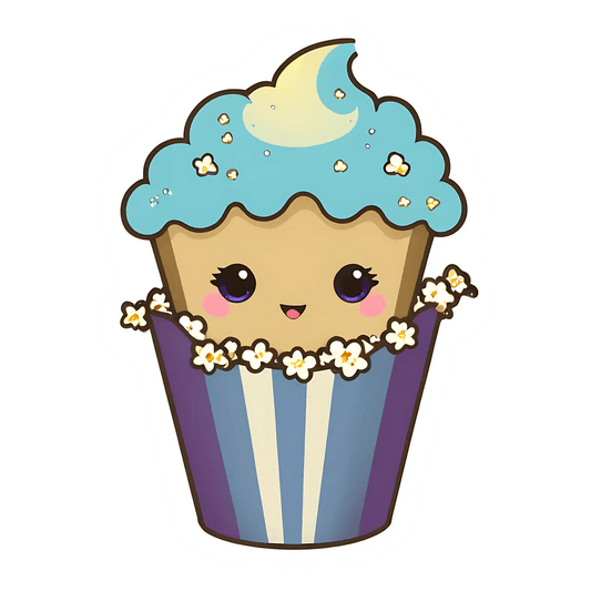 Moonlight Popcorn Cupcake - Sticker - Heat Press Transfer
