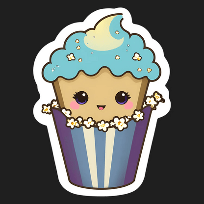 Moonlight Popcorn Cupcake - Sticker - Heat Press Transfer