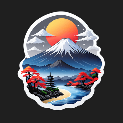 Mount Fuji Sunset - Scenic Sticker - Heat Press Transfer