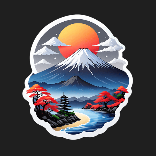 Mount Fuji Sunset - Scenic Sticker - Heat Press Transfer