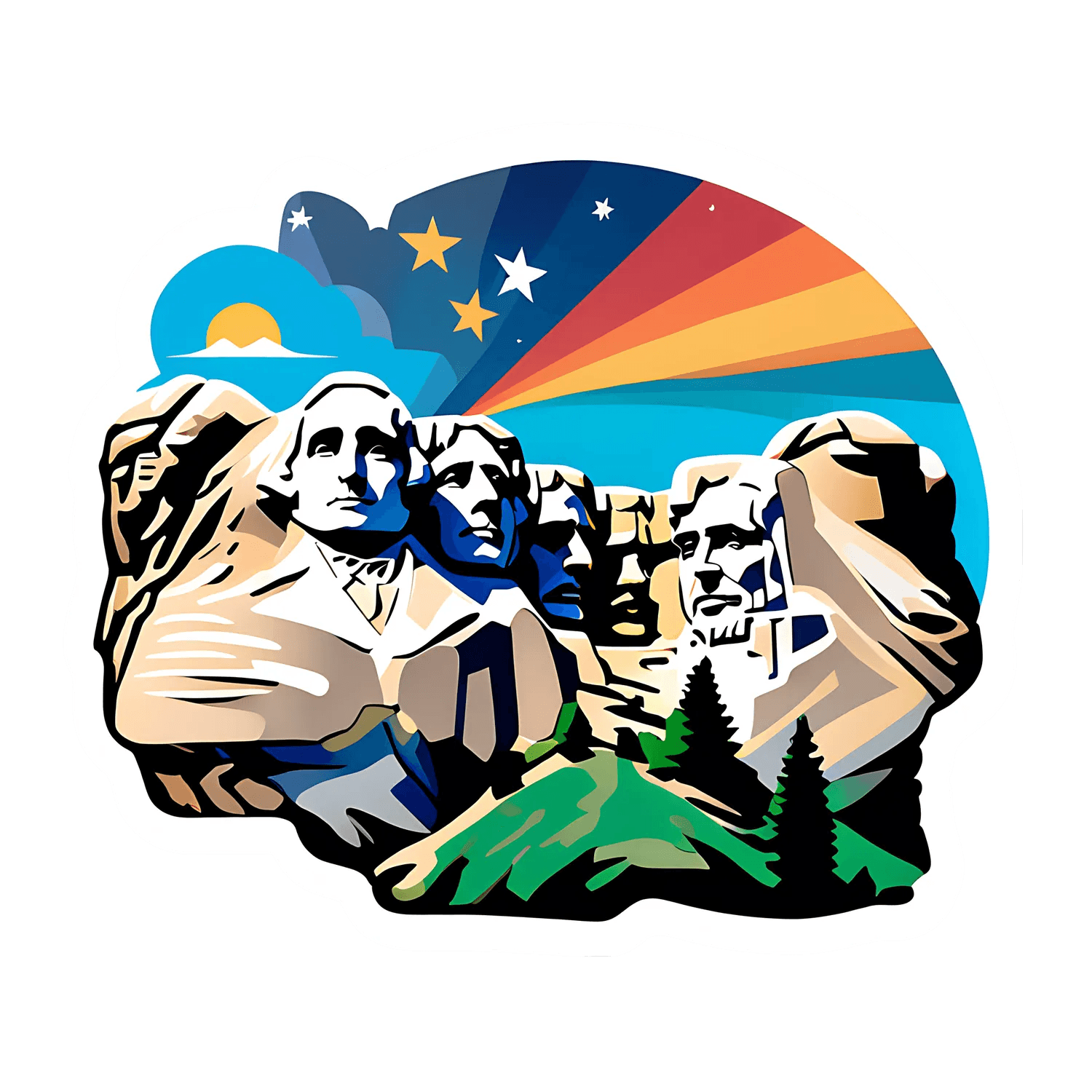 Mount Rushmore Art - Sticker - Heat Press Transfer