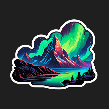 Mountain Aurora Sticker - Vibrant Nature Scene - Heat Press Transfer