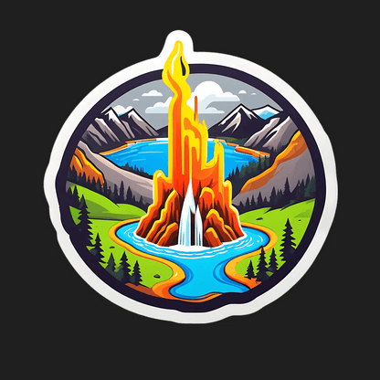 Mountain Fire Sticker - Outdoor Adventure - Heat Press Transfer