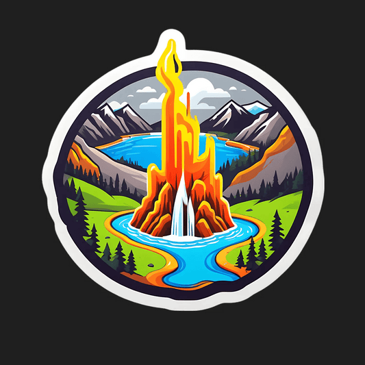 Mountain Fire Sticker - Outdoor Adventure - Heat Press Transfer