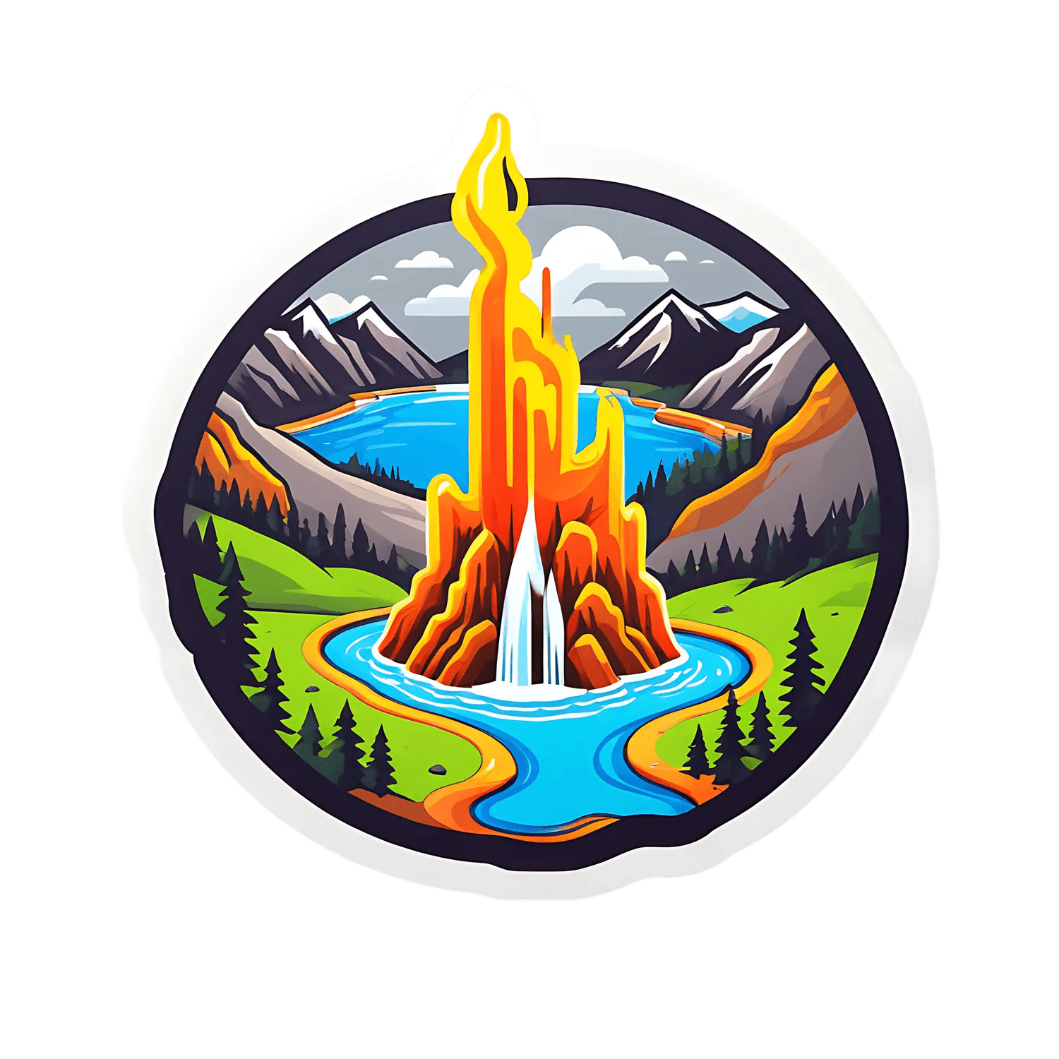 Mountain Fire Sticker - Outdoor Adventure - Heat Press Transfer