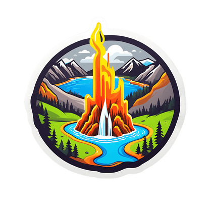 Mountain Fire Sticker - Outdoor Adventure - Heat Press Transfer