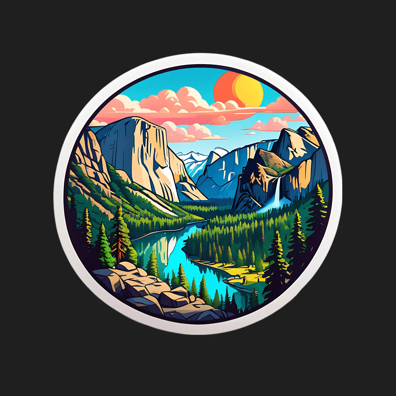 Mountain Lake View - UV DTF Sticker - Heat Press Transfer