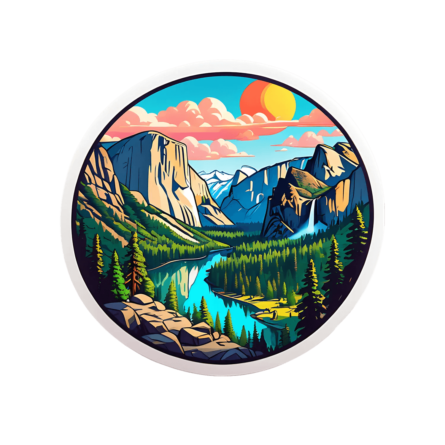 Mountain Lake View - UV DTF Sticker - Heat Press Transfer