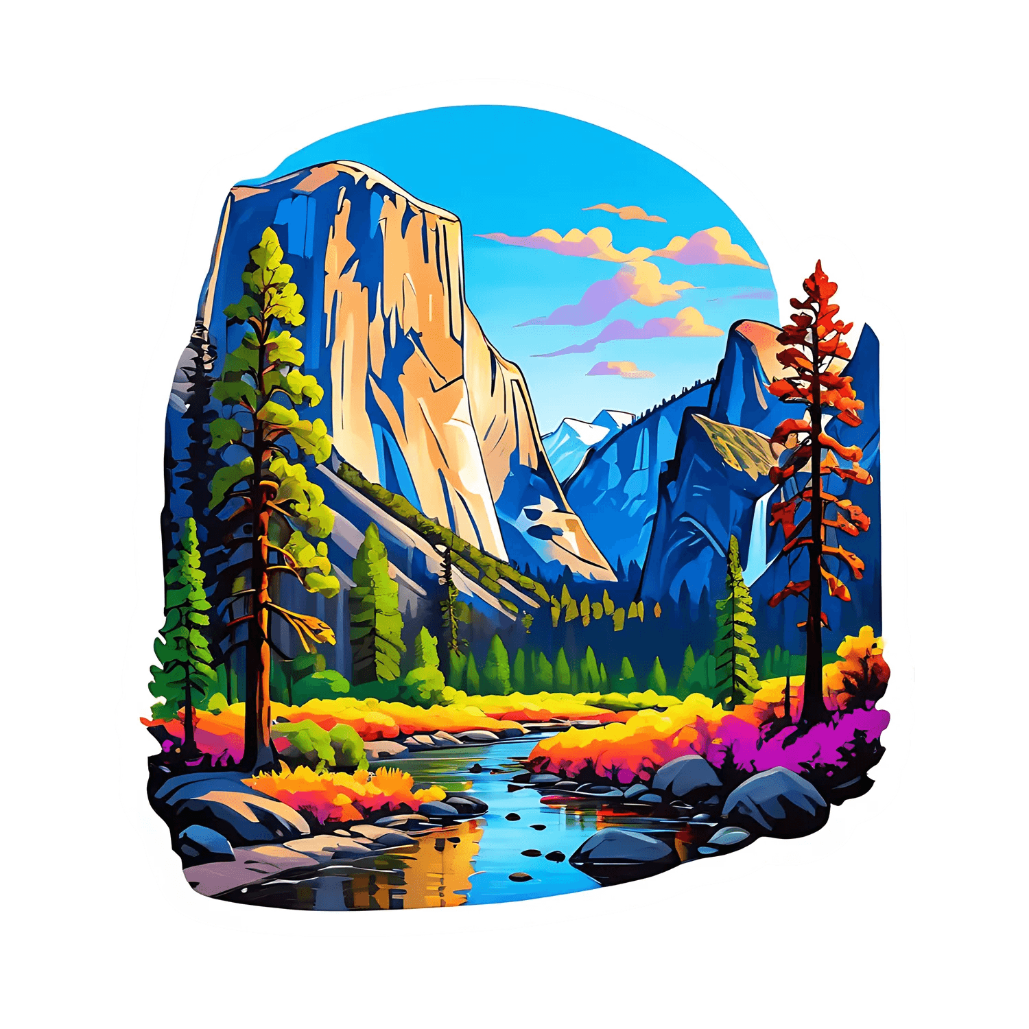 Mountain Landscape Sticker - Vibrant Nature Decal - Heat Press Transfer