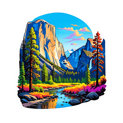 Mountain Landscape Sticker - Vibrant Nature Decal - Heat Press Transfer