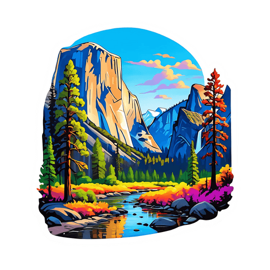 Mountain Landscape Sticker - Vibrant Nature Decal - Heat Press Transfer