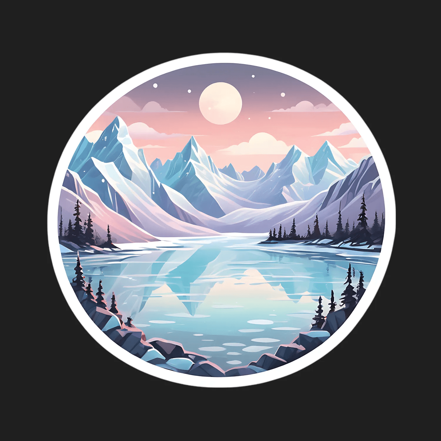 Mountain Moonlight - UV DTF Sticker - Heat Press Transfer