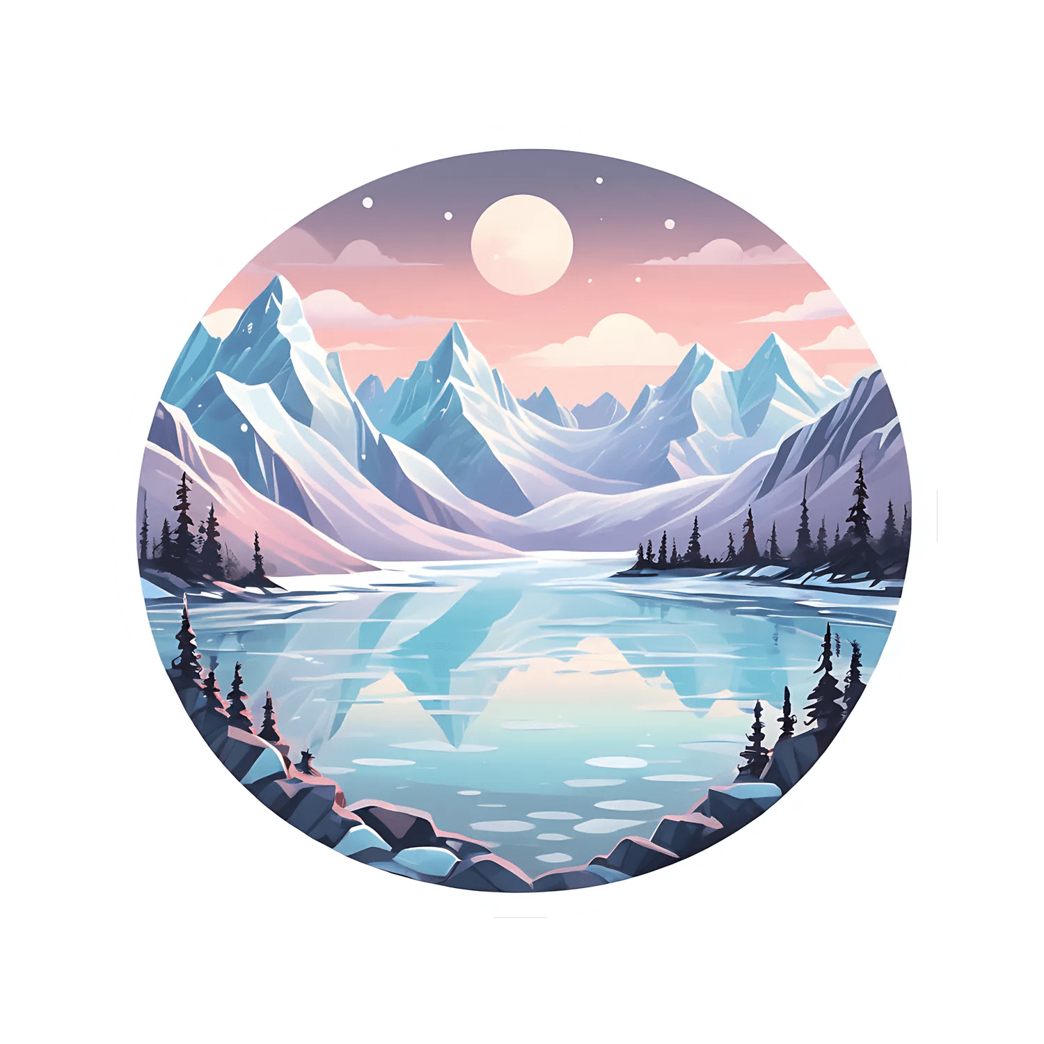 Mountain Moonlight - UV DTF Sticker - Heat Press Transfer