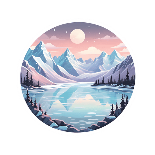 Mountain Moonlight - UV DTF Sticker - Heat Press Transfer