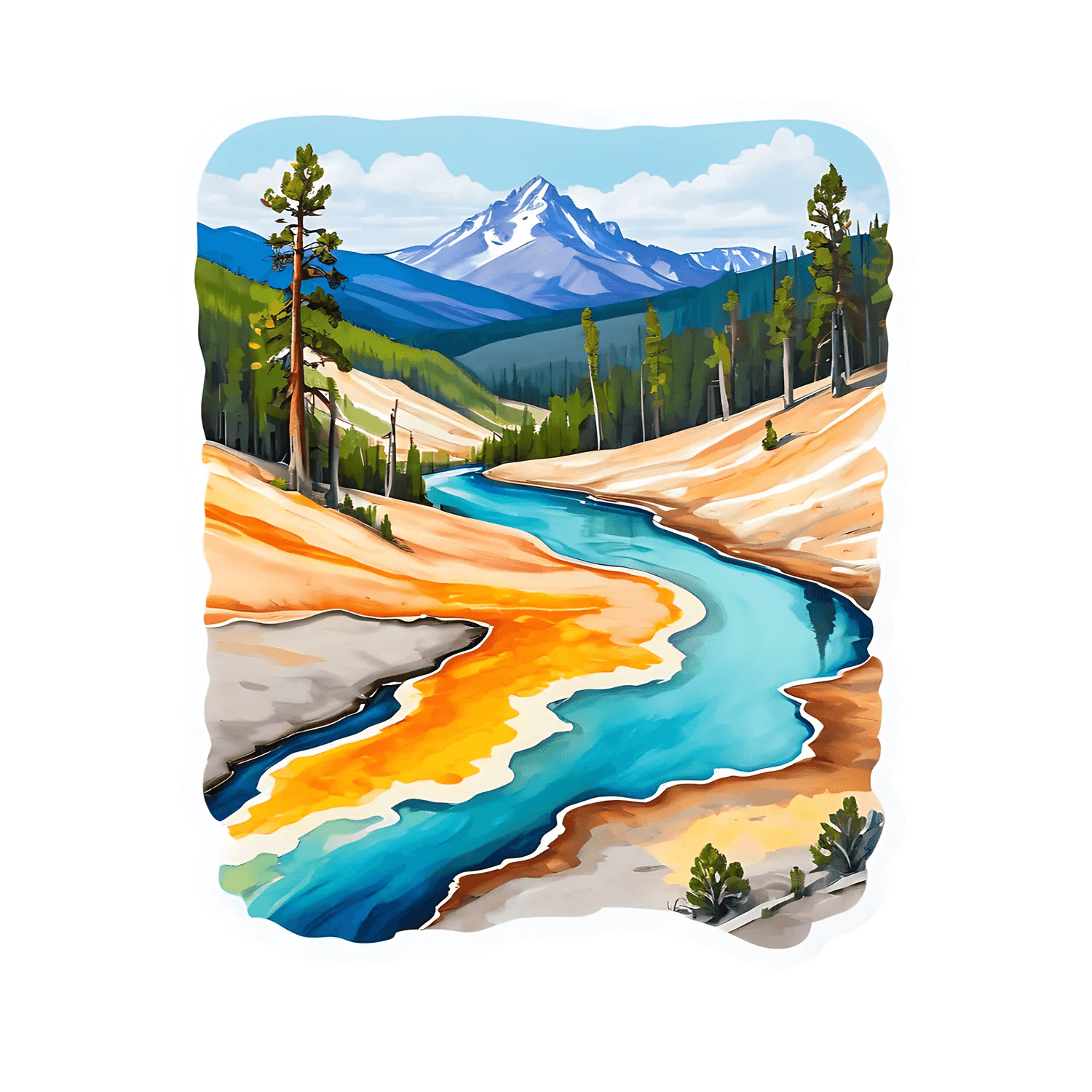 Mountain River Landscape - Sticker - Heat Press Transfer