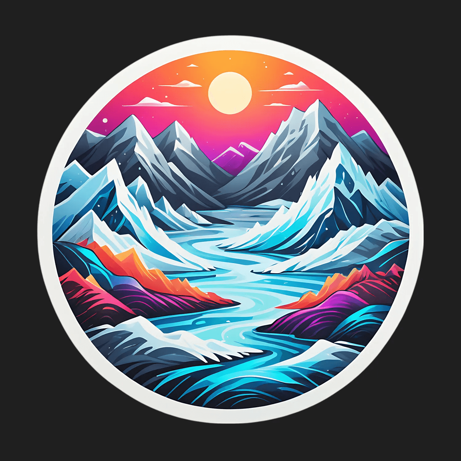 Mountain River Sunset - Sticker - Heat Press Transfer