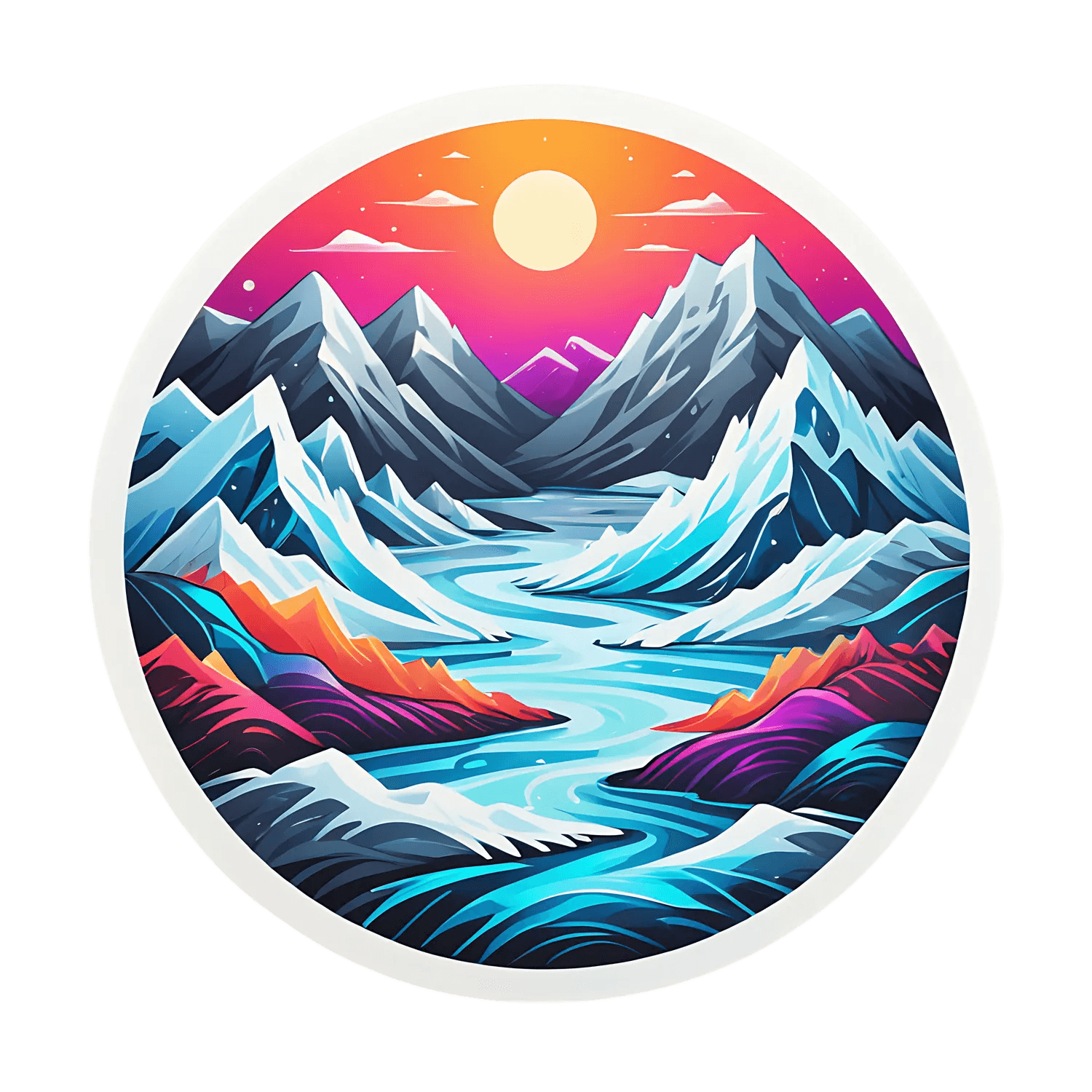 Mountain River Sunset - Sticker - Heat Press Transfer