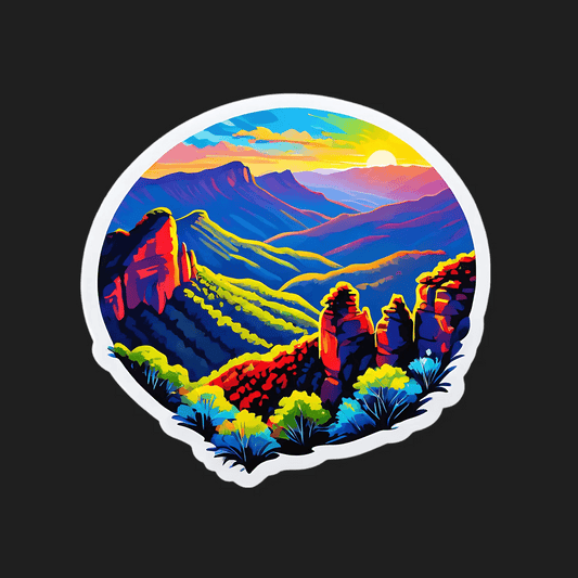 Mountain Sunset - Vibrant Landscape Sticker - Heat Press Transfer