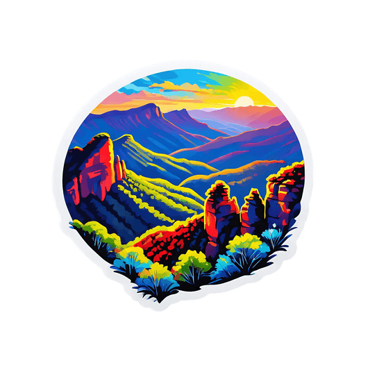 Mountain Sunset - Vibrant Landscape Sticker - Heat Press Transfer
