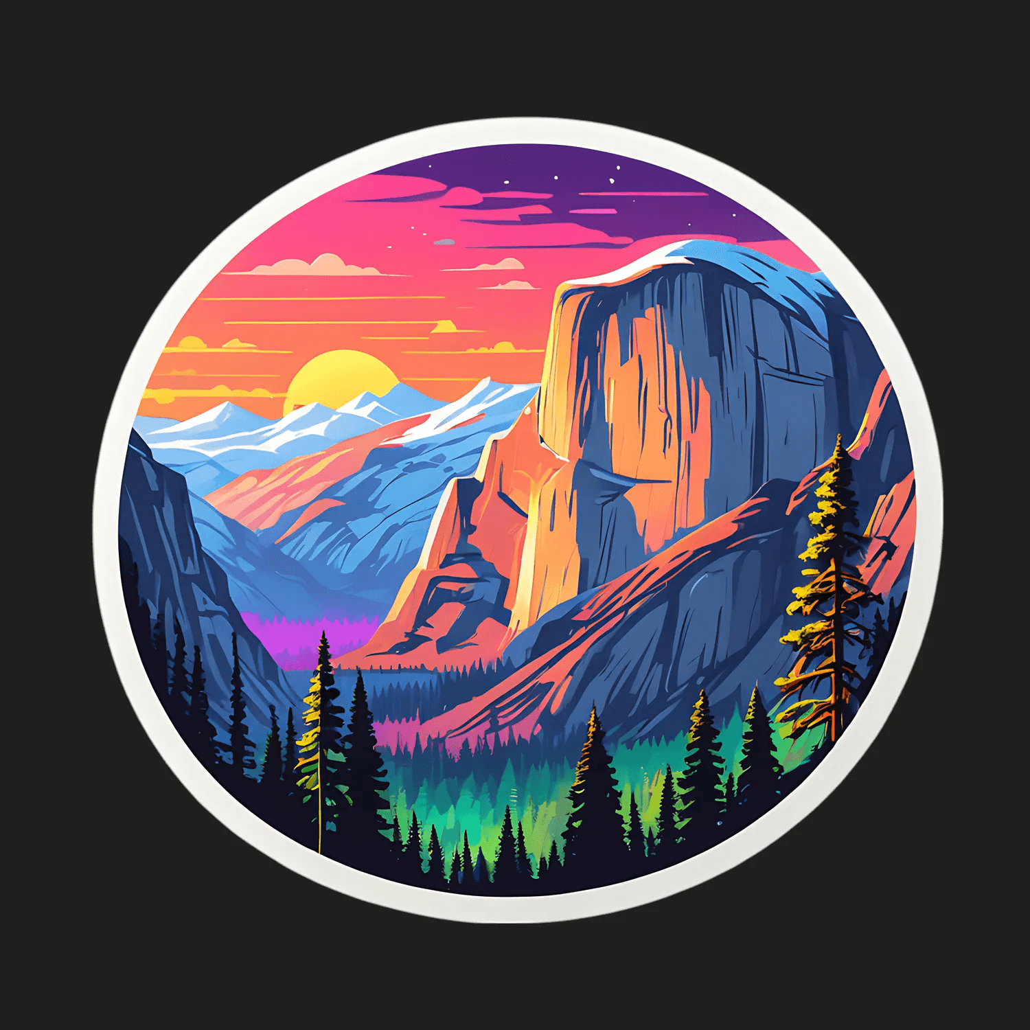 Mountain Sunset - Vibrant Nature Sticker - Heat Press Transfer