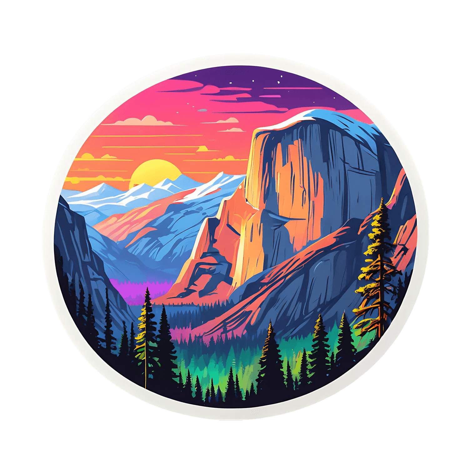 Mountain Sunset - Vibrant Nature Sticker - Heat Press Transfer