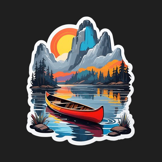 Mountain Sunset Canoe - Sticker - Heat Press Transfer