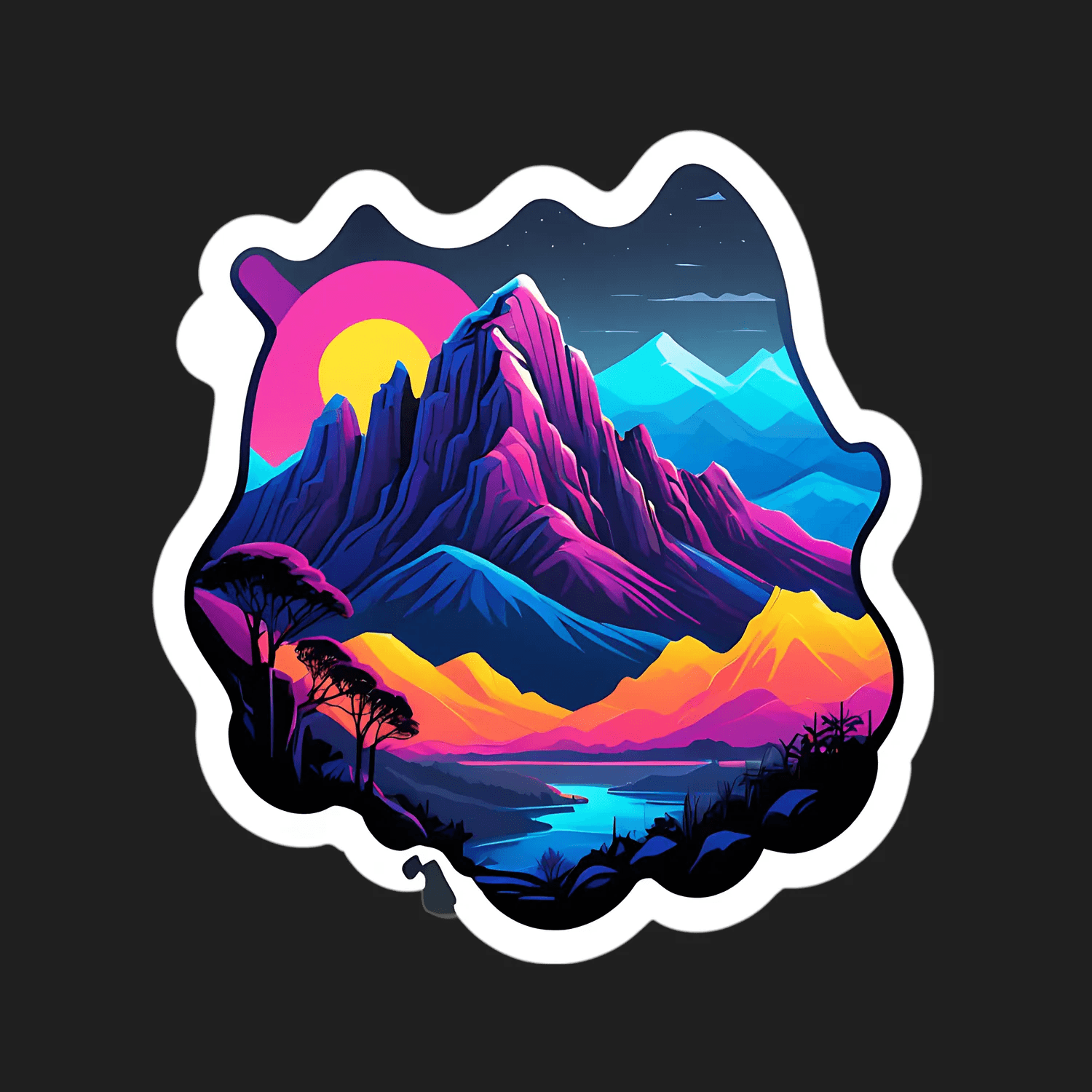 Mountain Sunset Sticker - Vibrant UV Art - Heat Press Transfer