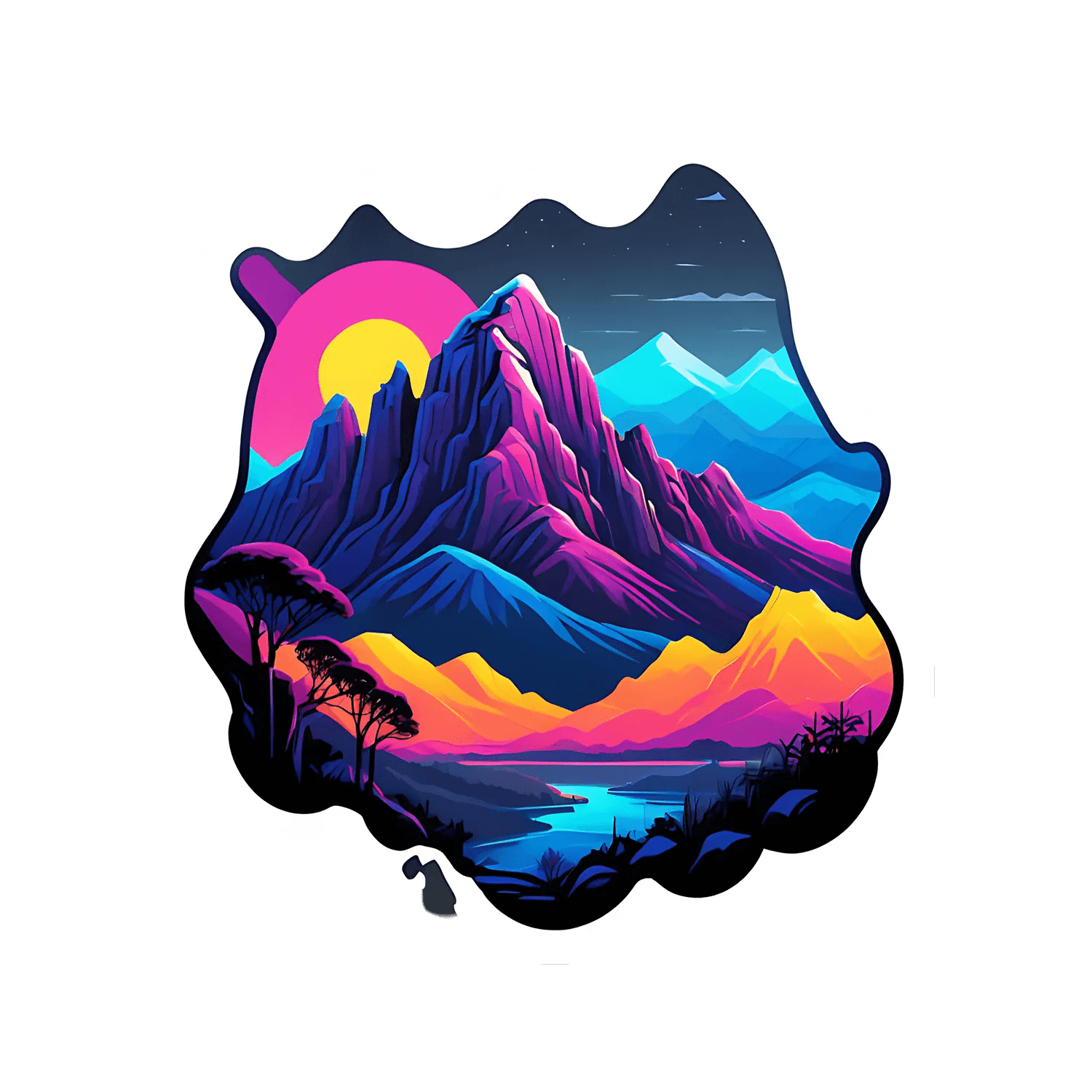 Mountain Sunset Sticker - Vibrant UV Art - Heat Press Transfer