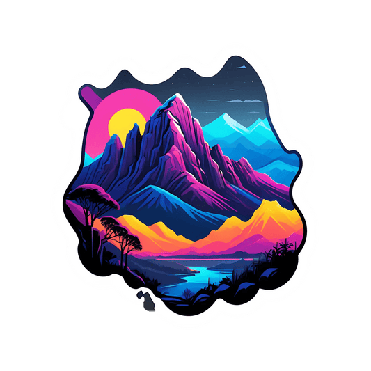 Mountain Sunset Sticker - Vibrant UV Art - Heat Press Transfer