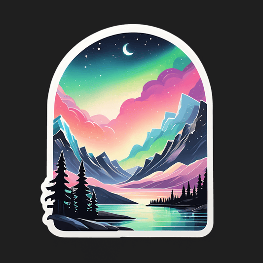 Mountain Sunset Sticker - Vibrant UV DTF - Heat Press Transfer