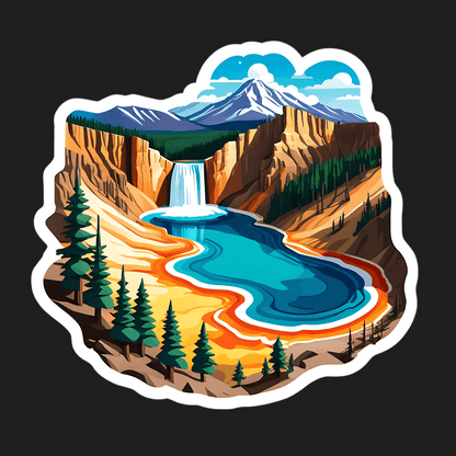 Mountain Waterfall Sticker - Vibrant Nature Scene - Heat Press Transfer