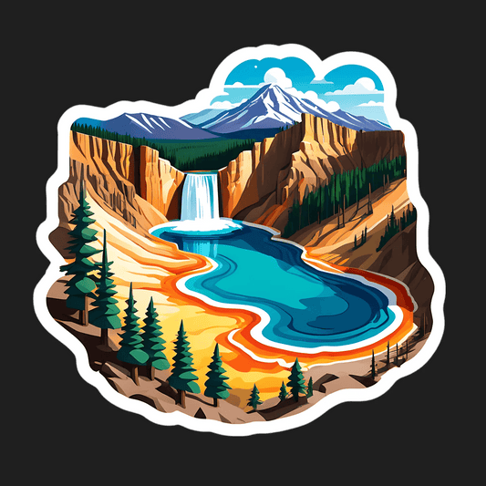 Mountain Waterfall Sticker - Vibrant Nature Scene - Heat Press Transfer