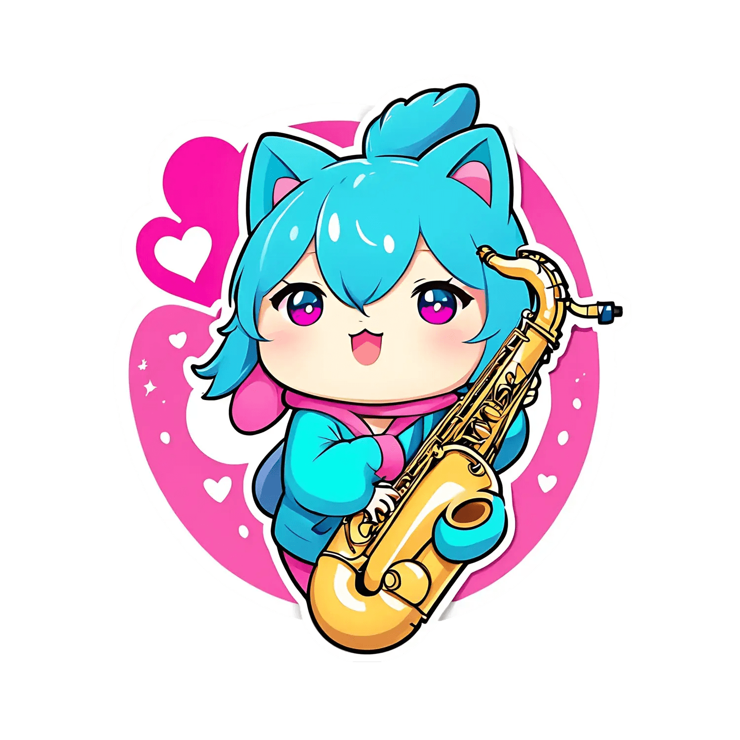 Music Heart Saxophone - Sticker - Heat Press Transfer