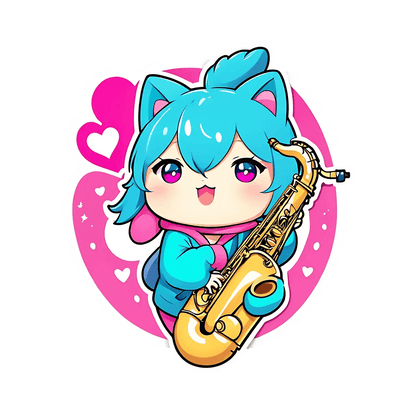 Music Heart Saxophone - Sticker - Heat Press Transfer