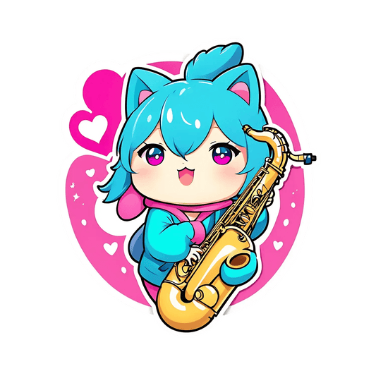 Music Heart Saxophone - Sticker - Heat Press Transfer