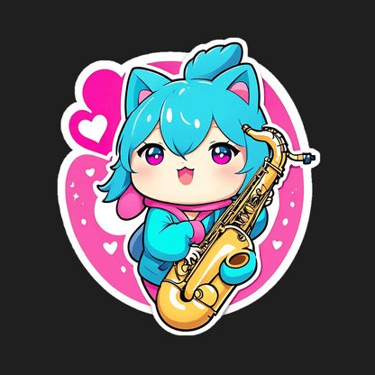 Music Heart Saxophone - Sticker - Heat Press Transfer
