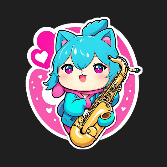 Music Heart Saxophone - Sticker - Heat Press Transfer