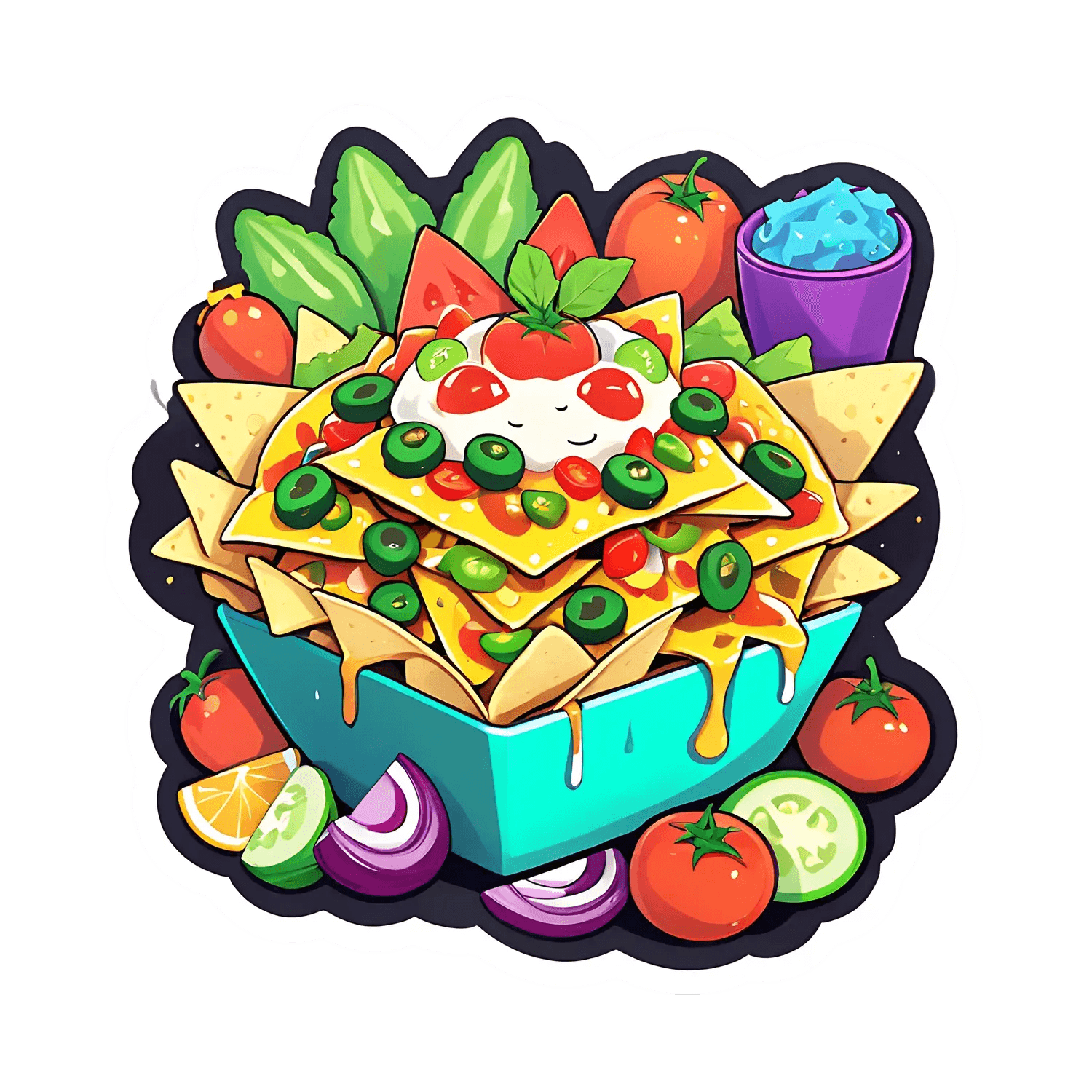Nacho Delight Sticker - Colorful Food UV DTF - Heat Press Transfer