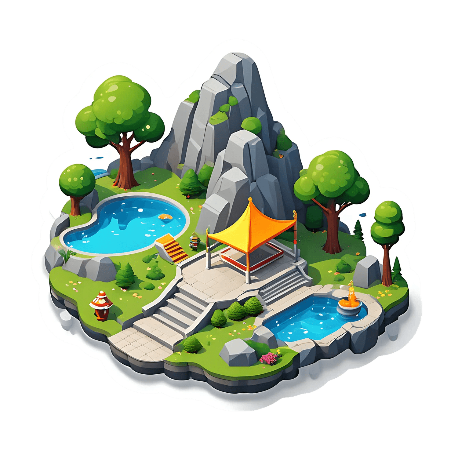 Nature Park Sticker - Vibrant Outdoor Scene - Heat Press Transfer