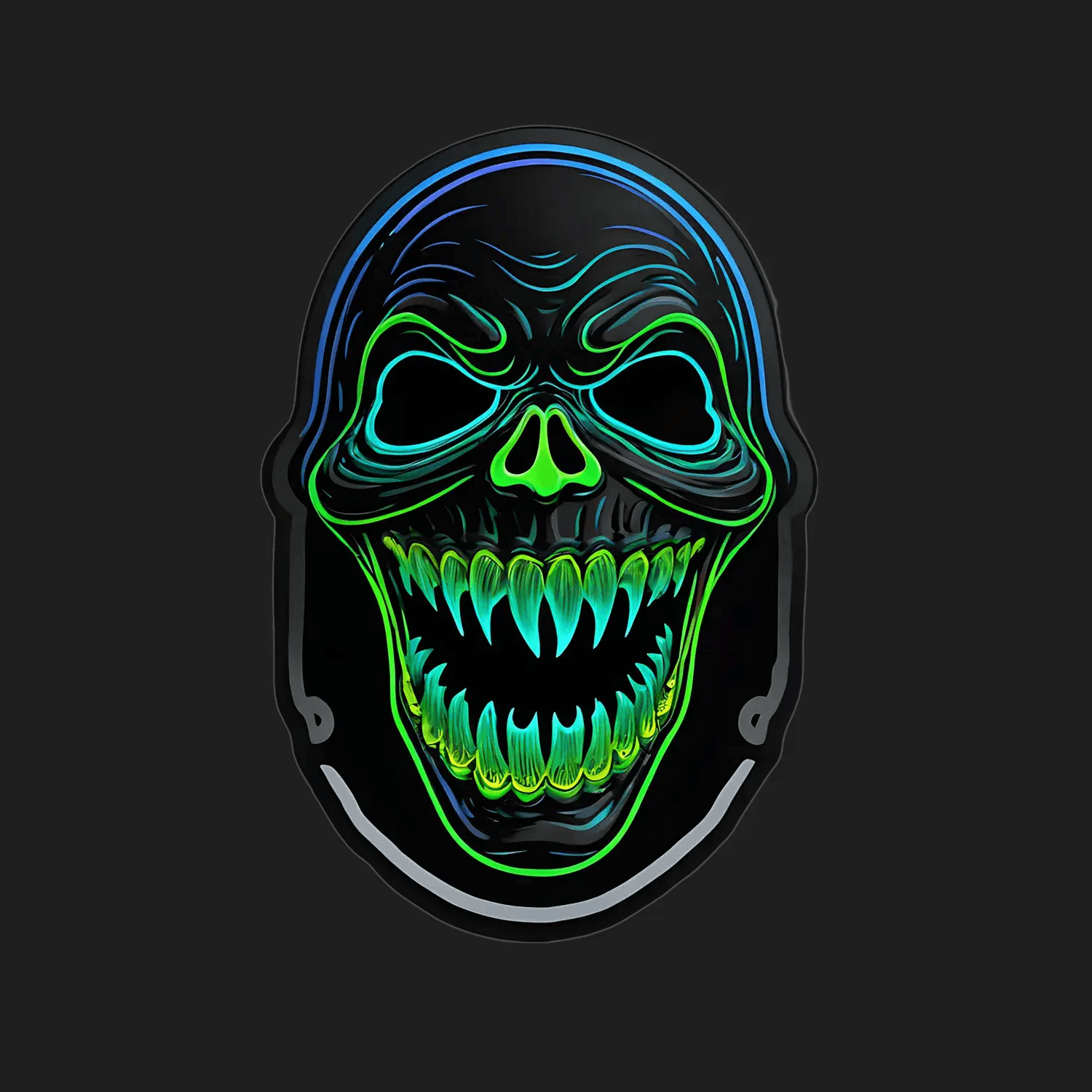 Neon Skull Glow - Sticker - Heat Press Transfer