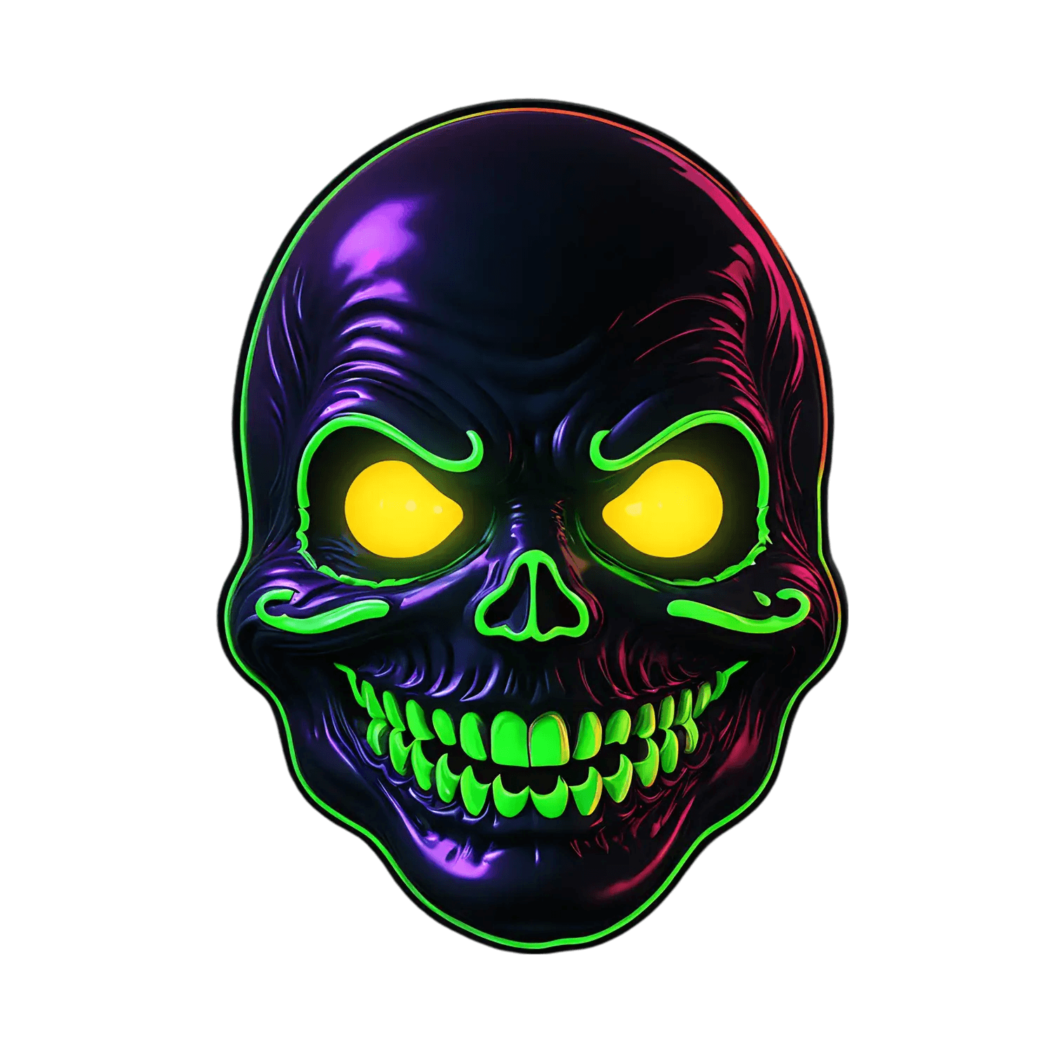 Neon Skull Glow - Sticker - Heat Press Transfer