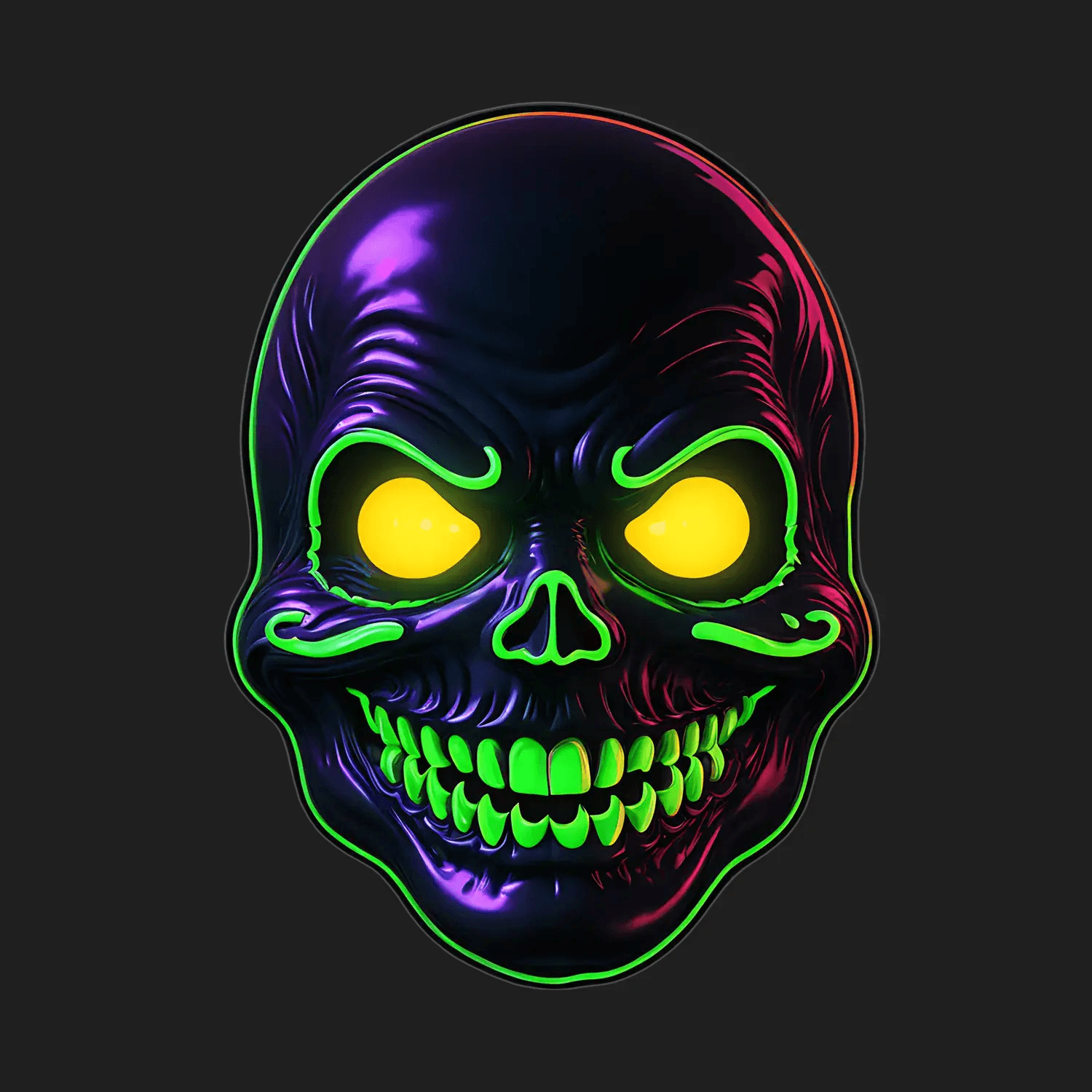 Neon Skull Glow - Sticker - Heat Press Transfer