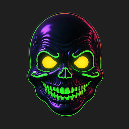 Neon Skull Glow - Sticker - Heat Press Transfer
