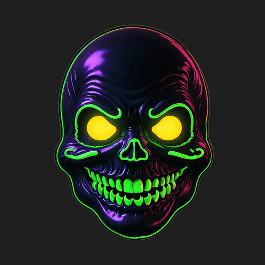 Neon Skull Glow - Sticker - Heat Press Transfer