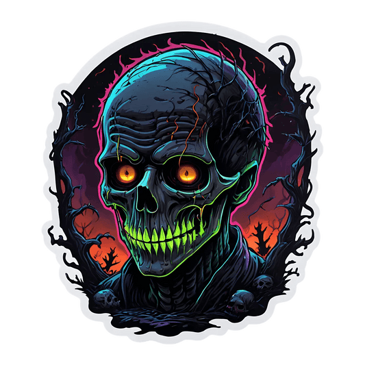 Neon Skull Glow - UV DTF Sticker - Heat Press Transfer